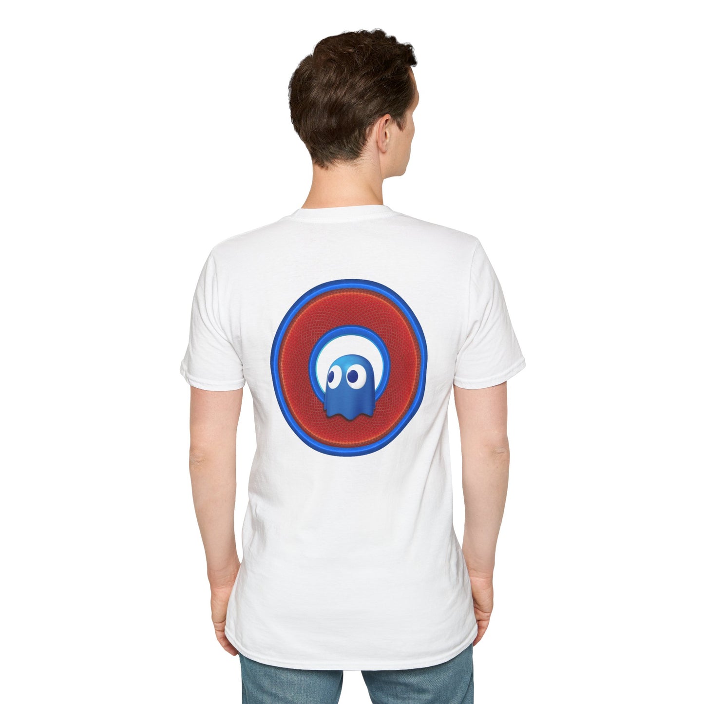 Classic Donut Tee - Unisex Soft-Style - "The Story of the Donut - a Ghostly Good Time" - variant 2 - blue/blue donut