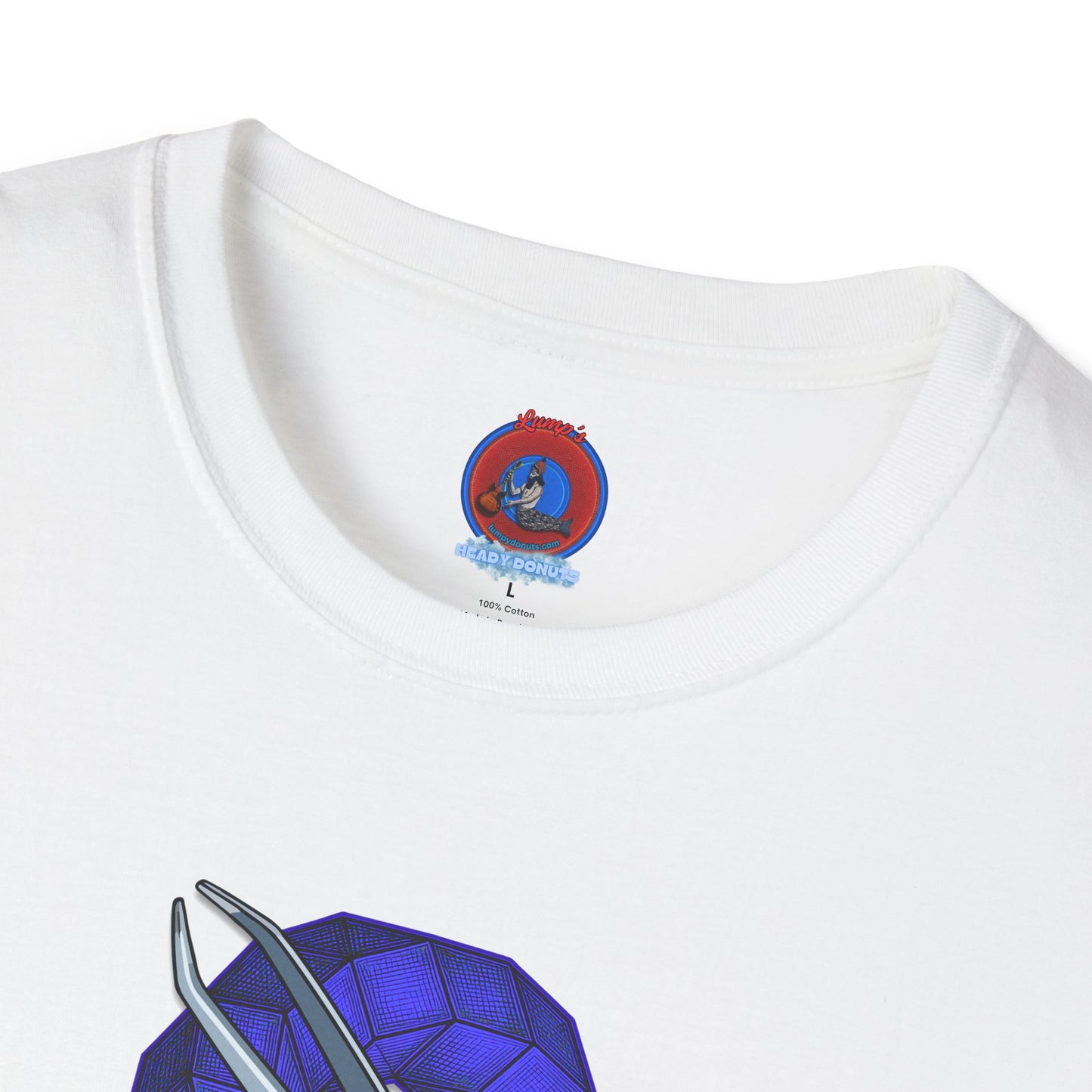 Classic Donut Tee - Unisex Soft-Style - "The Teasing Donut" - rustic dark royal blue cubed donut