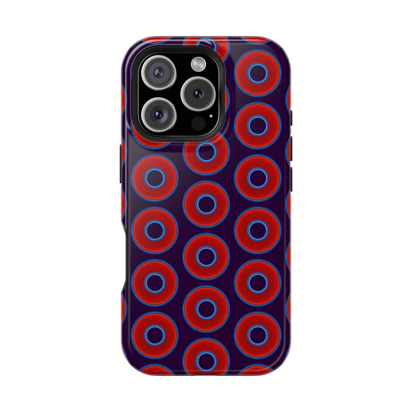 Impact-Resistant Lumpy Donut Case - red vivid donut print w/midnight purple background