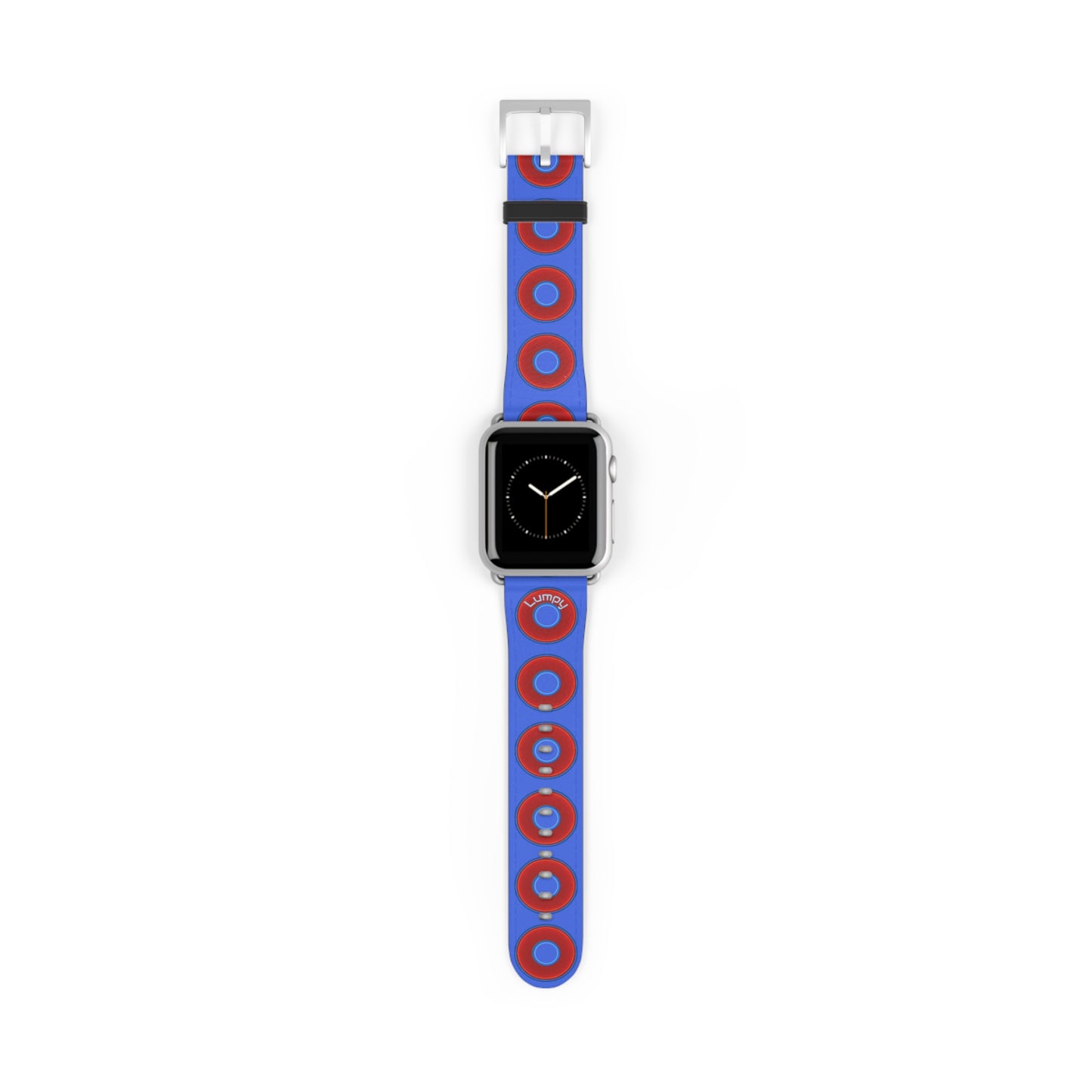 Lumpy Donut Wristband - compatible w/apple watch - red vivid donuts w/royal blue background