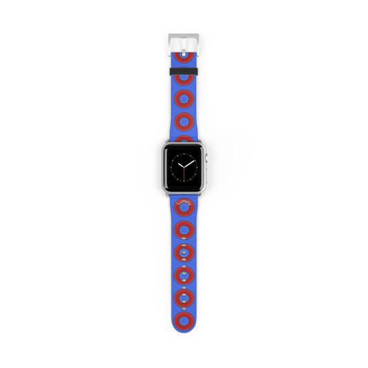 Lumpy Donut Wristband - compatible w/apple watch - red vivid donuts w/royal blue background