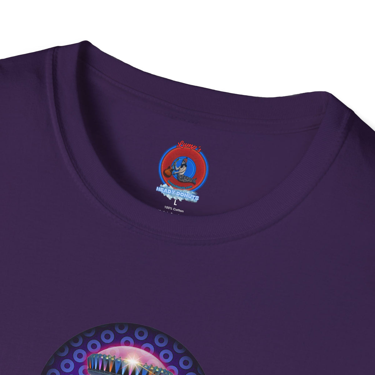 Classic Donut Tee - Unisex Soft-Style - "Donuts now Served on the Mothership" - series 1.0  - variant 5  - purple/violet paradoxical donut