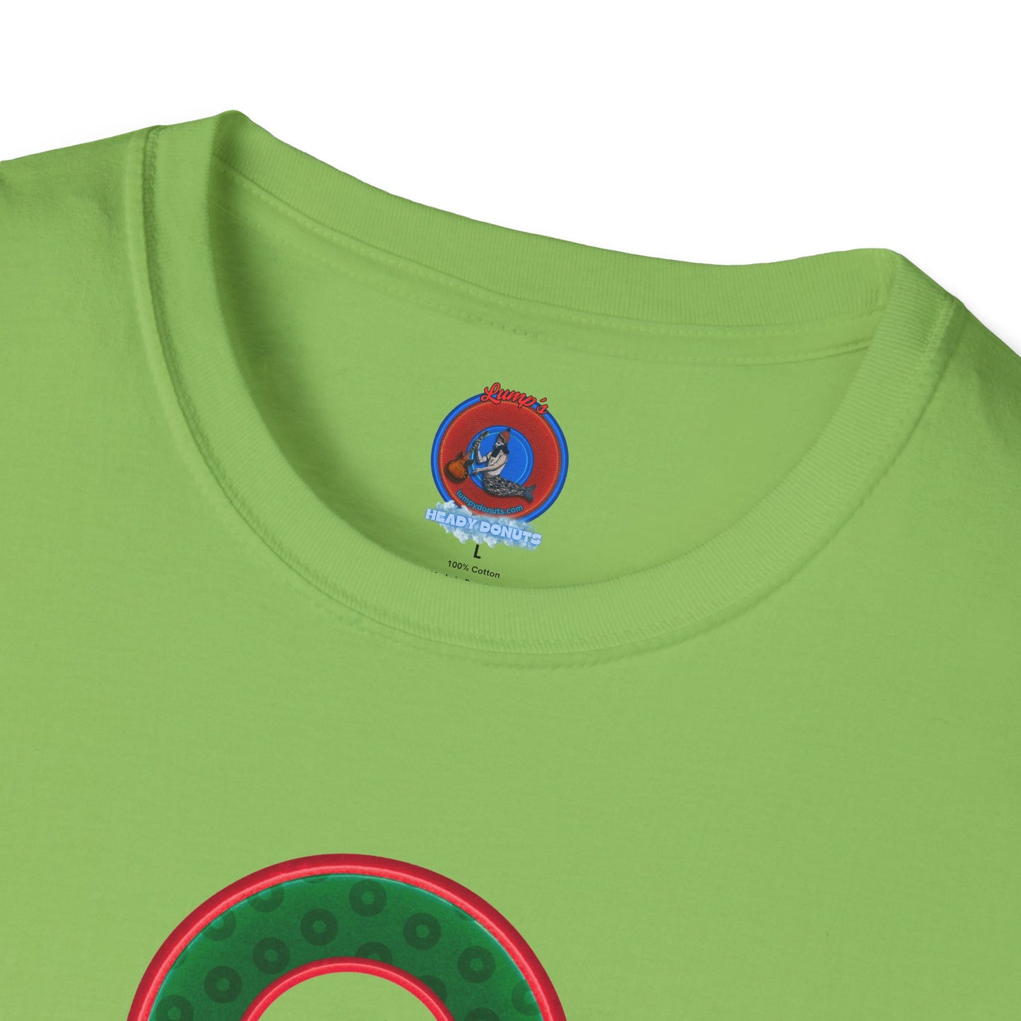 Plain Donuts/Unisex Soft-Style - "Plain Wide Mouthed Paradoxical Donuts" - dark green/red donuts