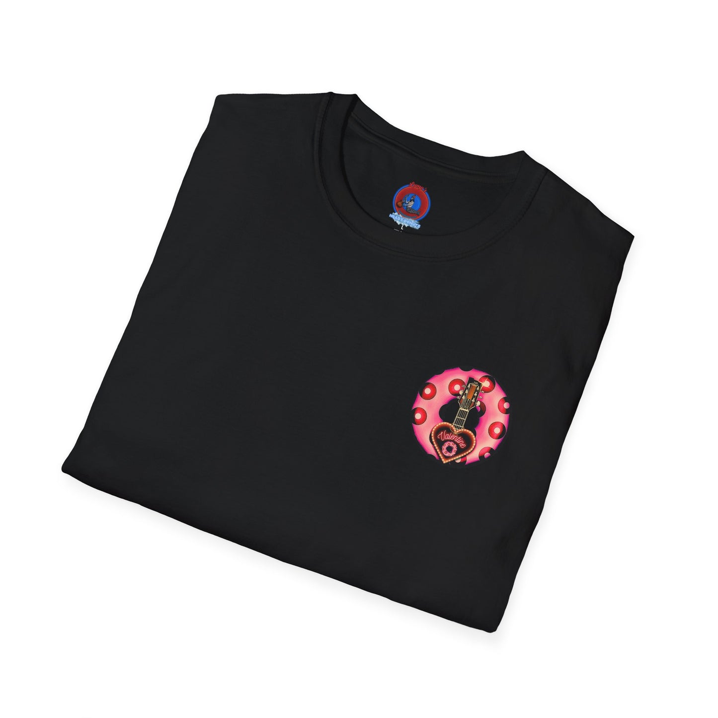 Classic Donut Tee - Unisex Soft-Style - "Would You Be My Donut?" - paradoxical faded magenta/red donut - variant 1
