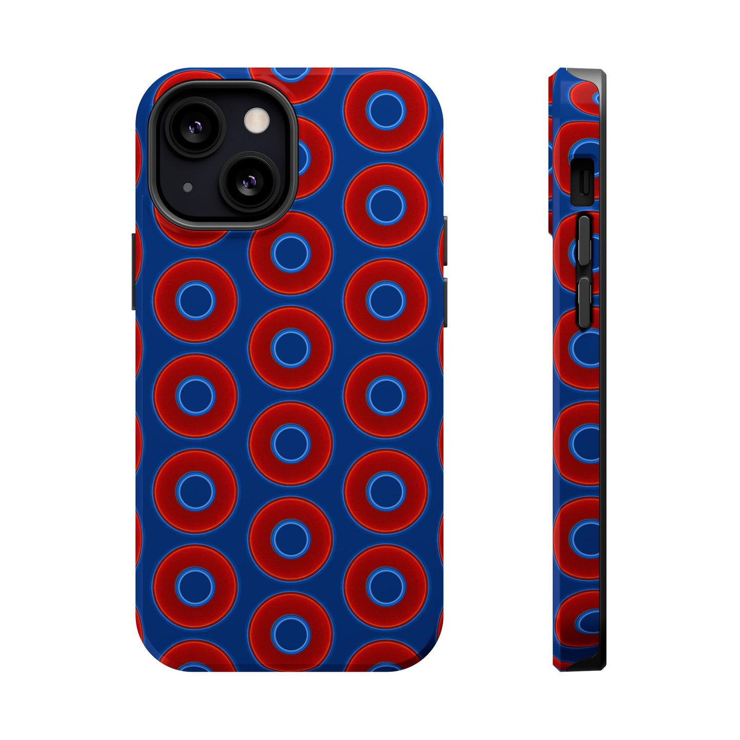Magnetic Tough Donut Case - red vivid donut print w/dark blue background