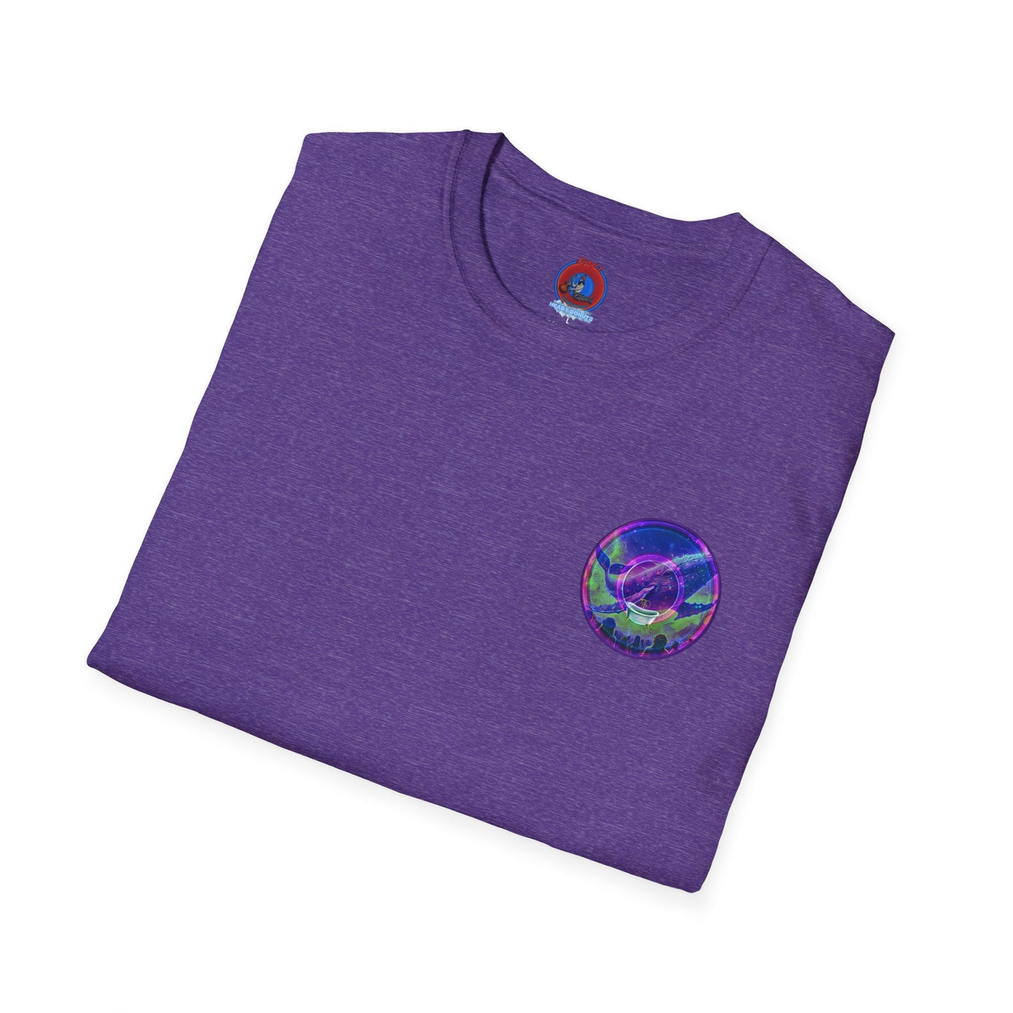 Classic Donut Tee - Unisex Soft-Style - "A Purple Humpback Whale of a Good Time" - variant 2 - purple picture donut