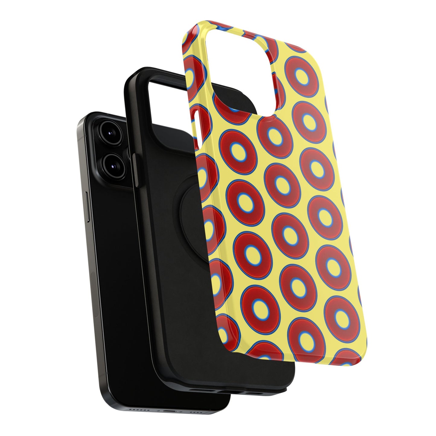 Impact-Resistant Lumpy Donut Case - red vivid donut print w/yellow background