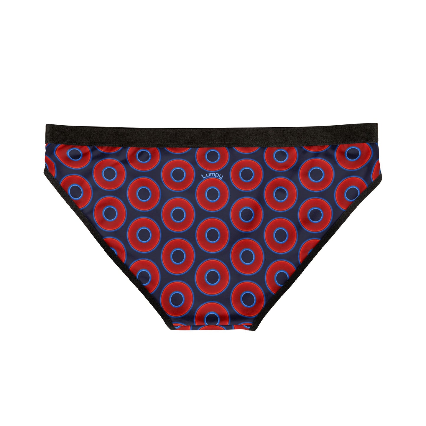 Lumpy Donut Underwear - vivid red donut print w/midnight blue background