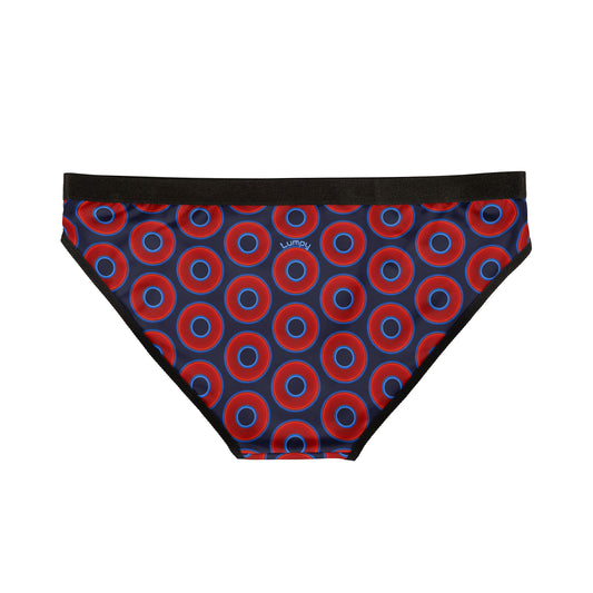 Lumpy Donut Underwear - vivid red donut print w/midnight blue background