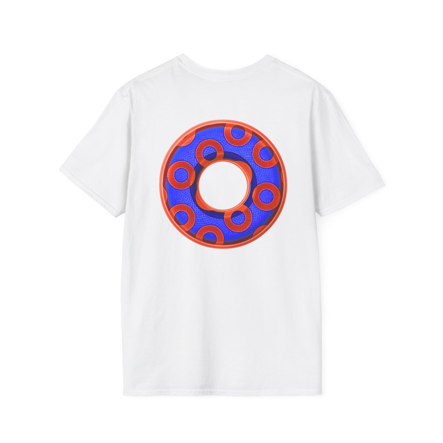 Plain Donuts/Unisex Soft-Style - "Plain Rustic Paradoxical Donuts" - electric blue/red donuts