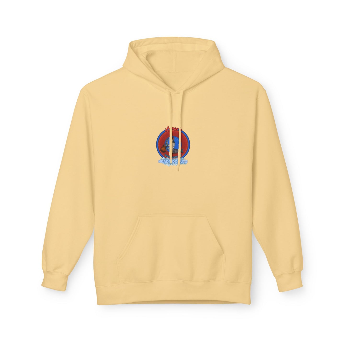 Unisex Fleece Hoodie - [Midweight Soft-style] - "Lump's Heady Logo" - w/rustic red donuts
