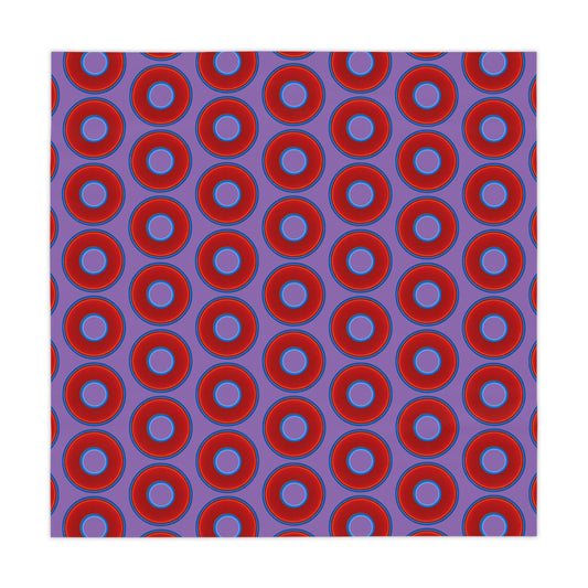 Lumpy Tablecloth - 55.1" x 55.1" - vivid red donuts w/light purple background