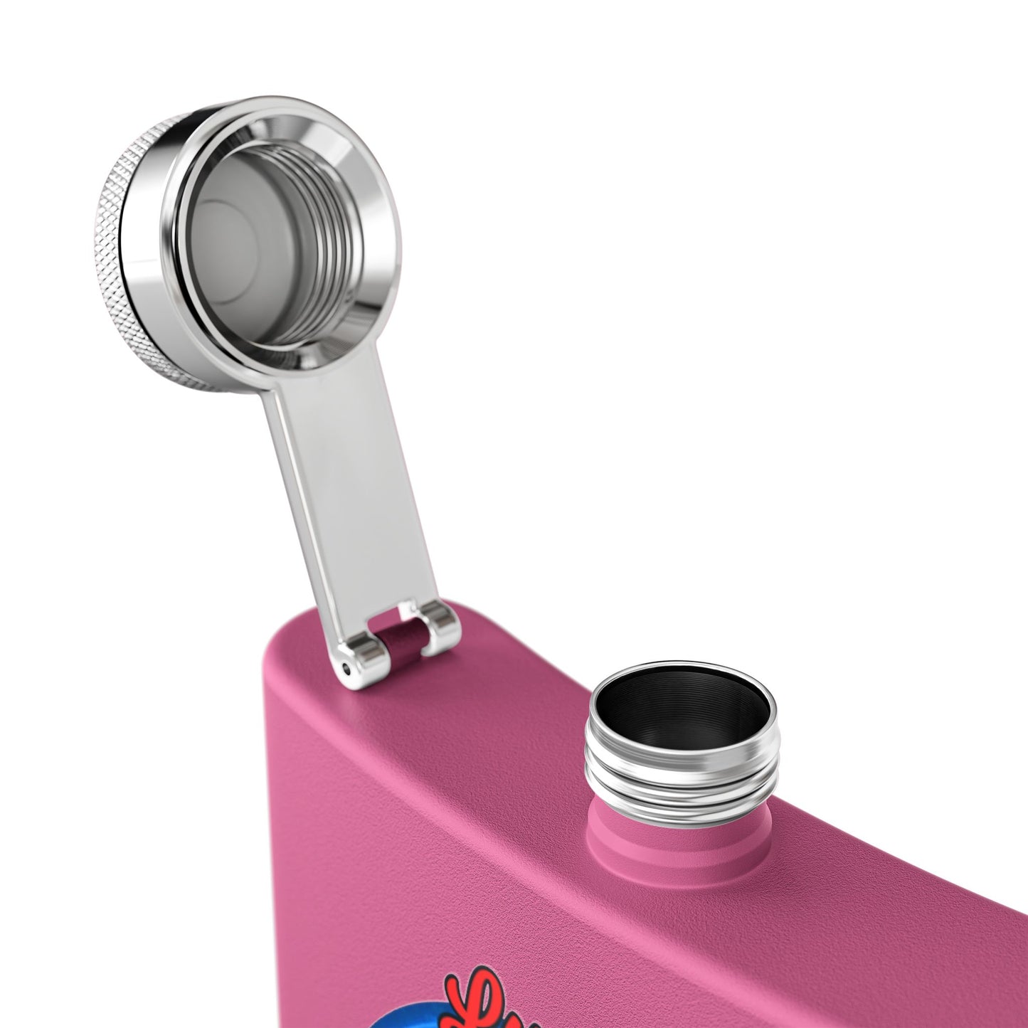 Lump's Donut Flask 6 oz -  "Lump's Heady Logo Flask" - red/blue rustic donut - [*w/your choice of 6 backgrounds]