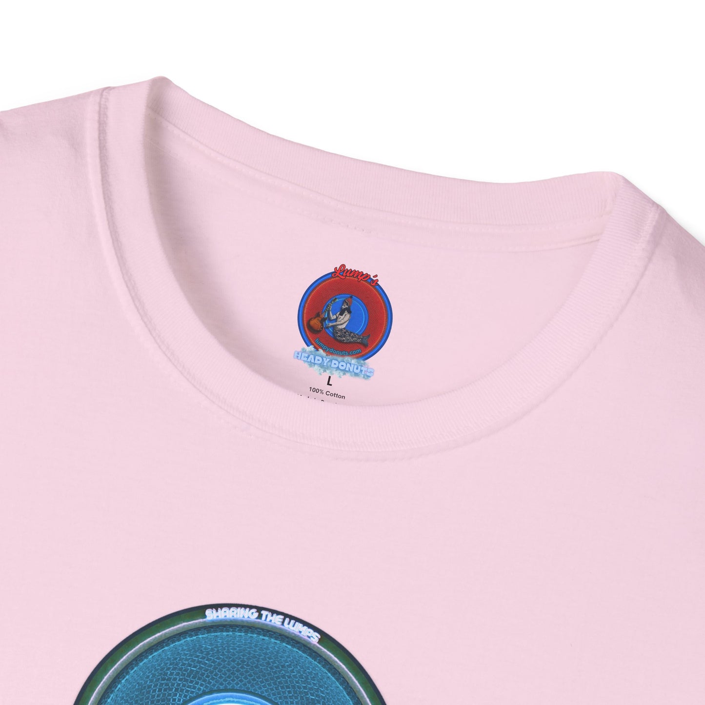 Classic Donut Tee - Unisex Soft-Style - "Lumpy Collective Donut" - aquamarine blue/green lumpy donut - variant 3