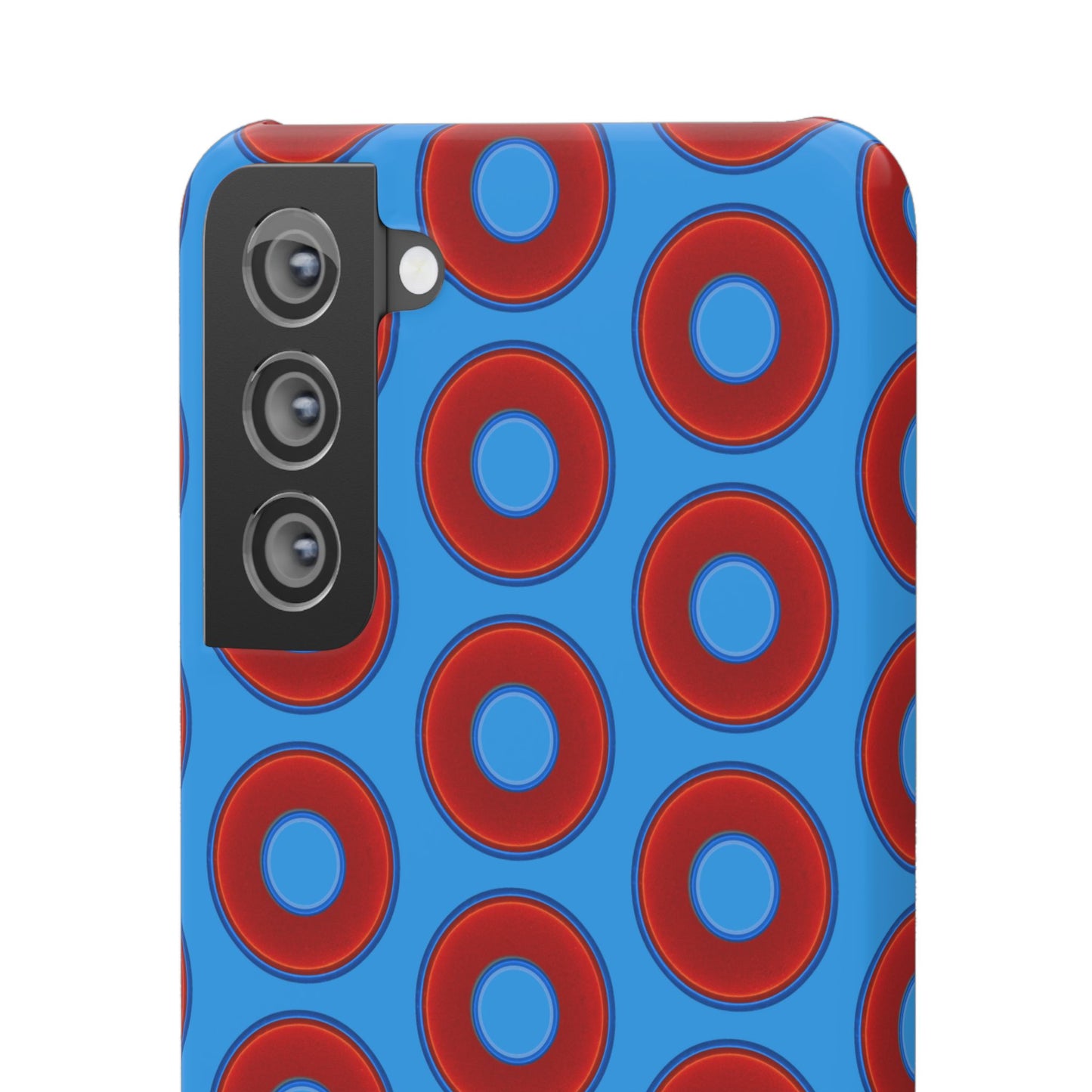 Lumpy Donut Snap Case - red vivid donut print w/sky royal blue background