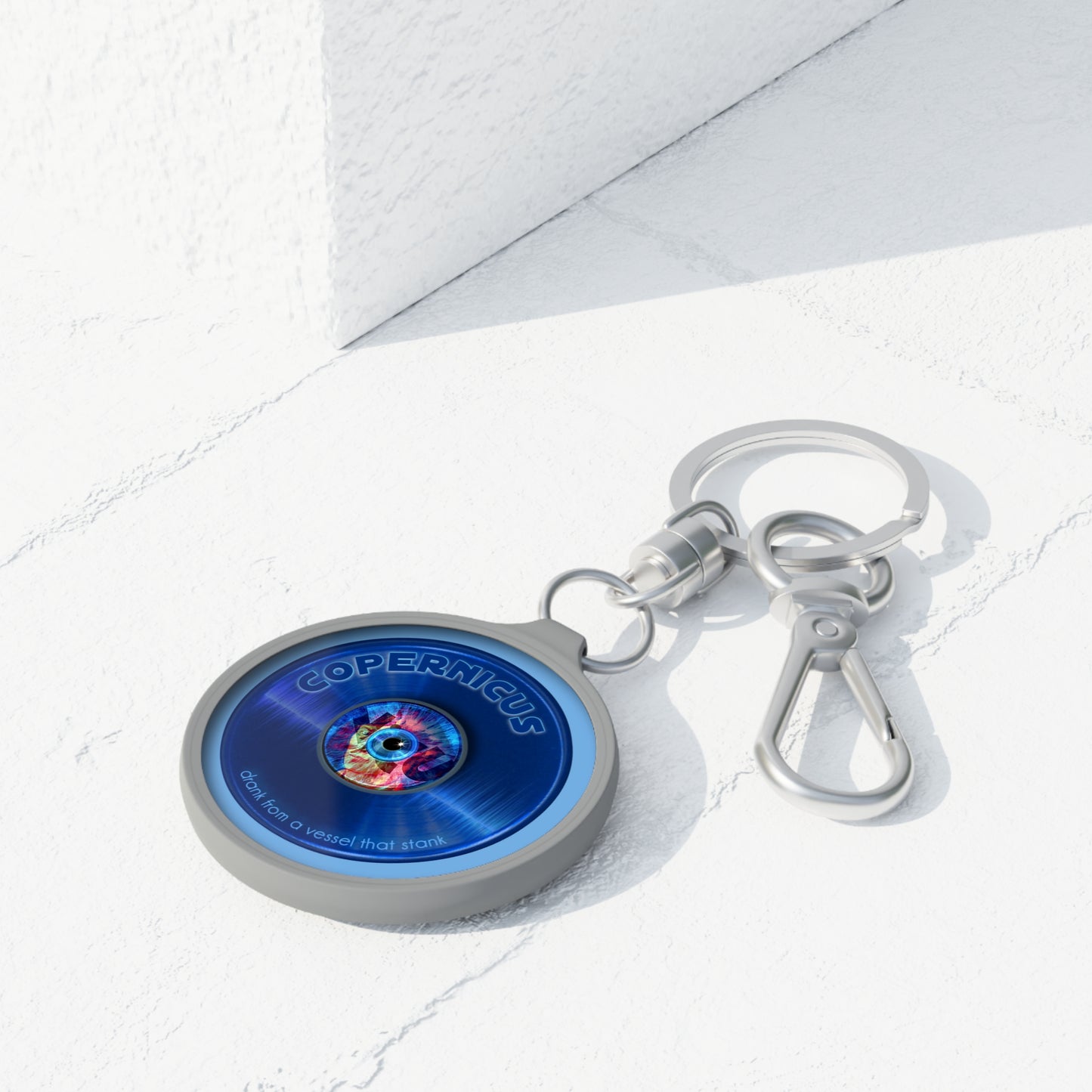 Lumpy Donut Keychain - "Drunken Copernicus" - series 1.0 - variant 2 - blue pulse donut