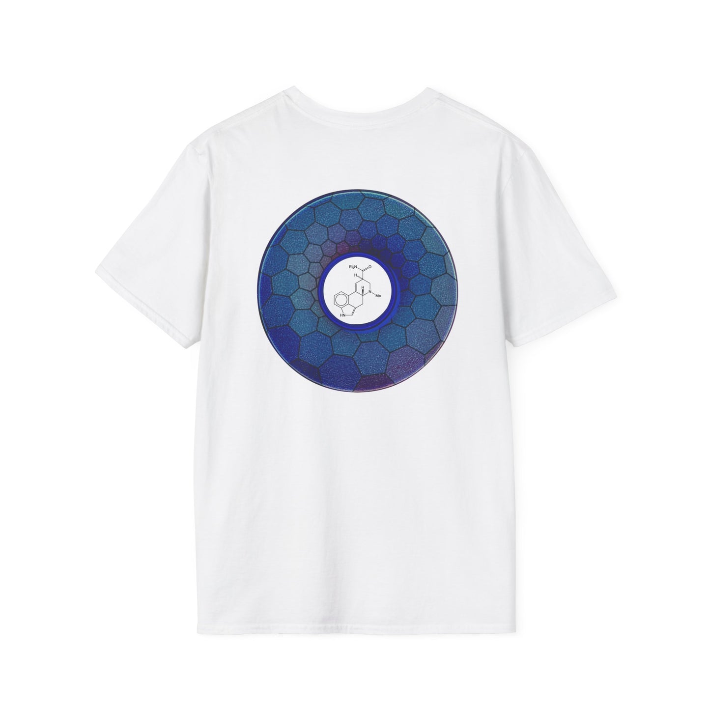 Classic Donut Tee - Unisex Soft-Style - "Dr. Albert Hofmann's Favorite Donut" - series 1.0  - variant 2 - blue hexadonut