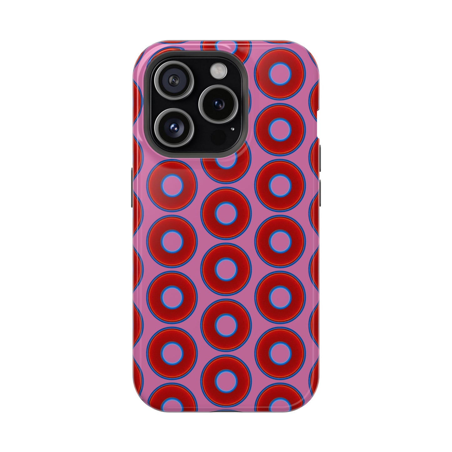 Magnetic Tough Donut Case - red vivid donut print w/pink background
