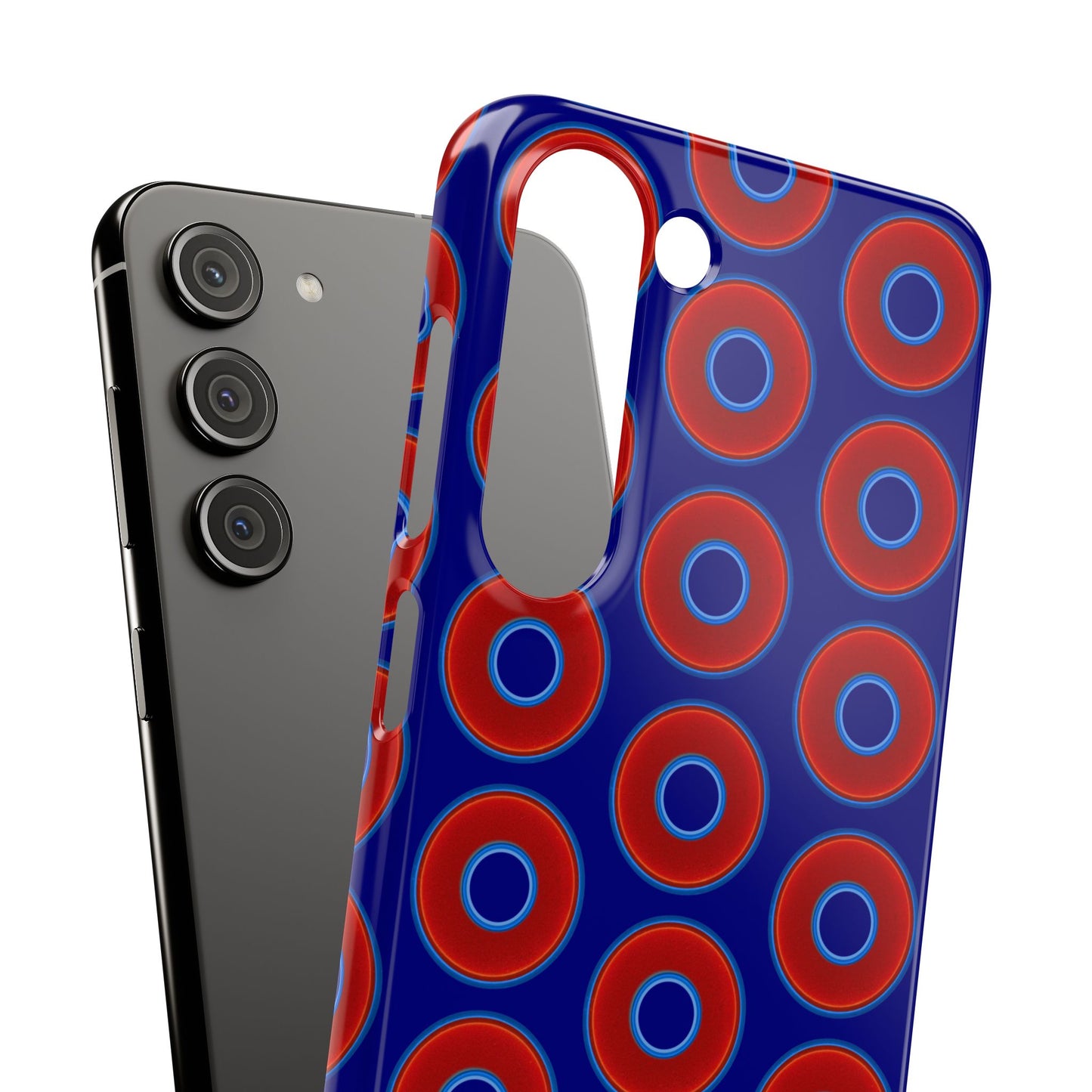 Lumpy Donut Snap Case - red vivid donut print w/vivid navy blue background