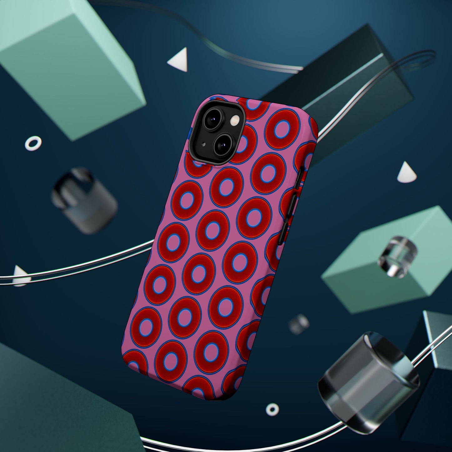 Magnetic Tough Donut Case - red vivid donut print w/pink background
