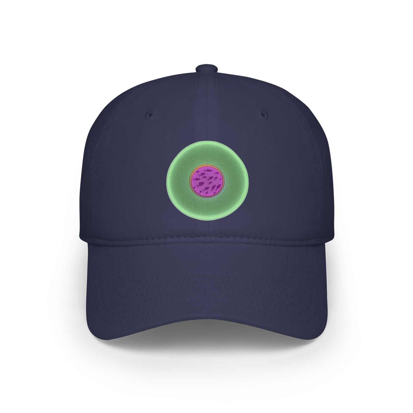 Lumpy Donut Baseball Cap - "Swimming by this Donut Cap" - variant 3 - light green/magenta phatty donut w/