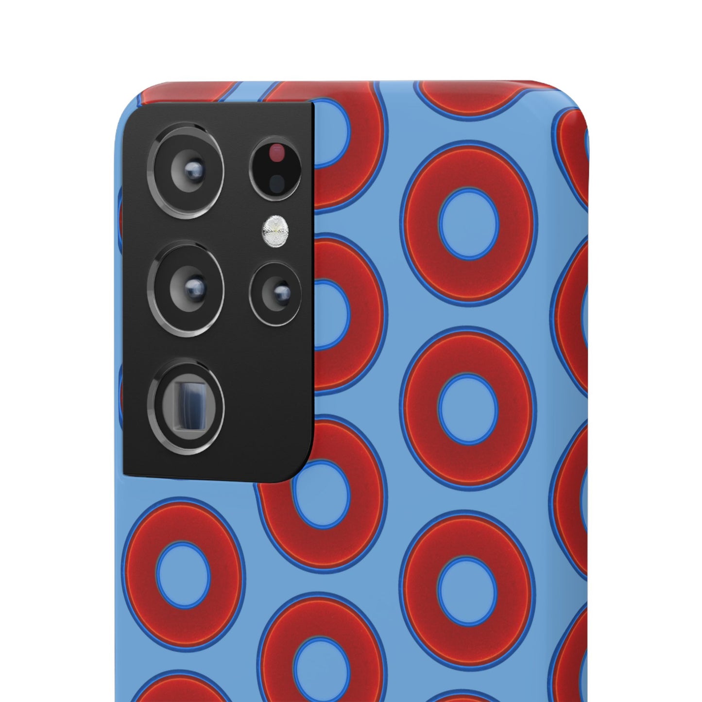 Lumpy Donut Snap Case - red vivid donut print w/light blue background