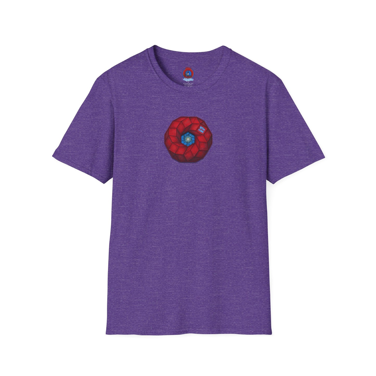 Classic Donut Tee - Unisex Soft-Style - "The 9th Donut" - rustic red/blue cubed donut - variant 2