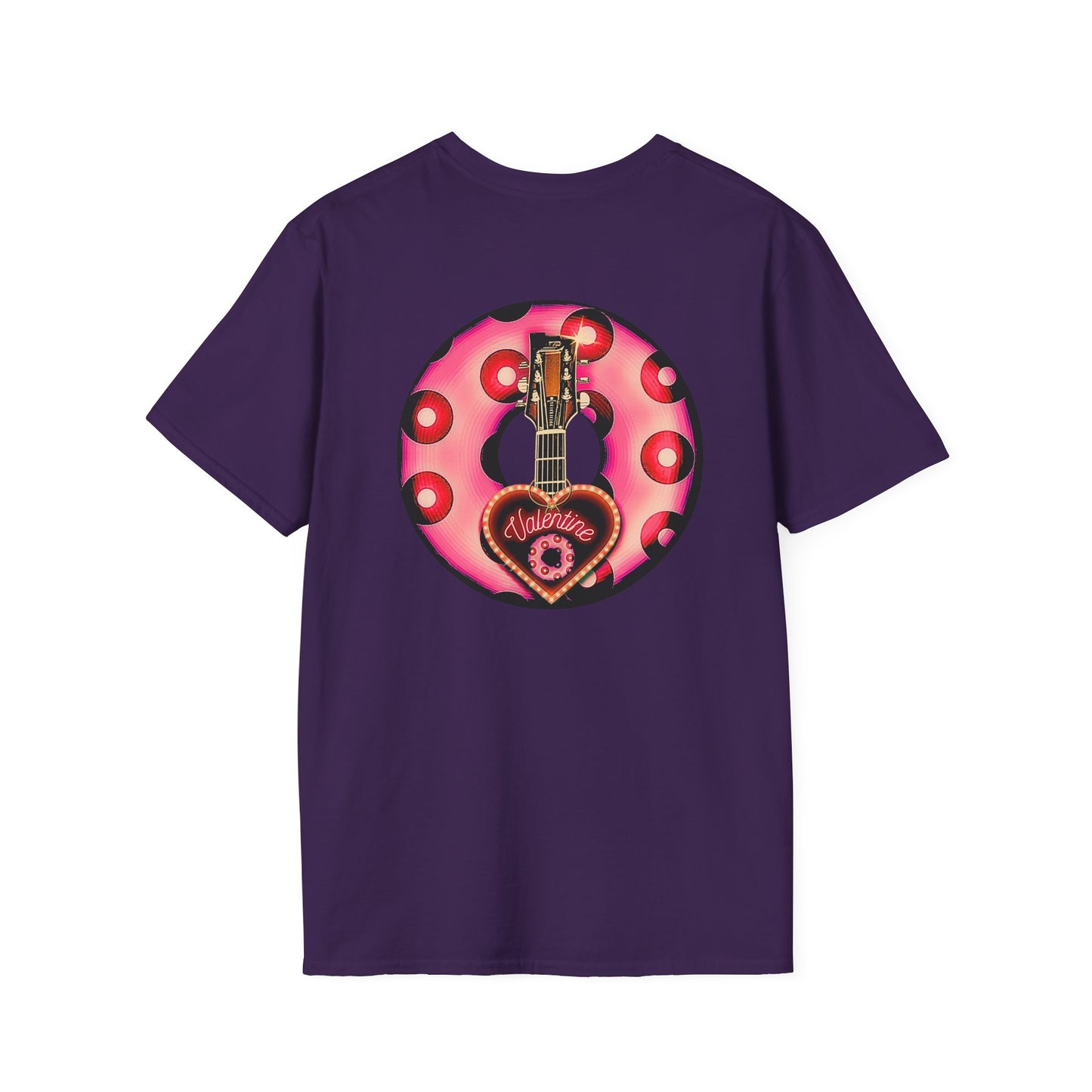 Classic Donut Tee - Unisex Soft-Style - "Would You Be My Donut?" - paradoxical faded magenta/red donut - variant 1