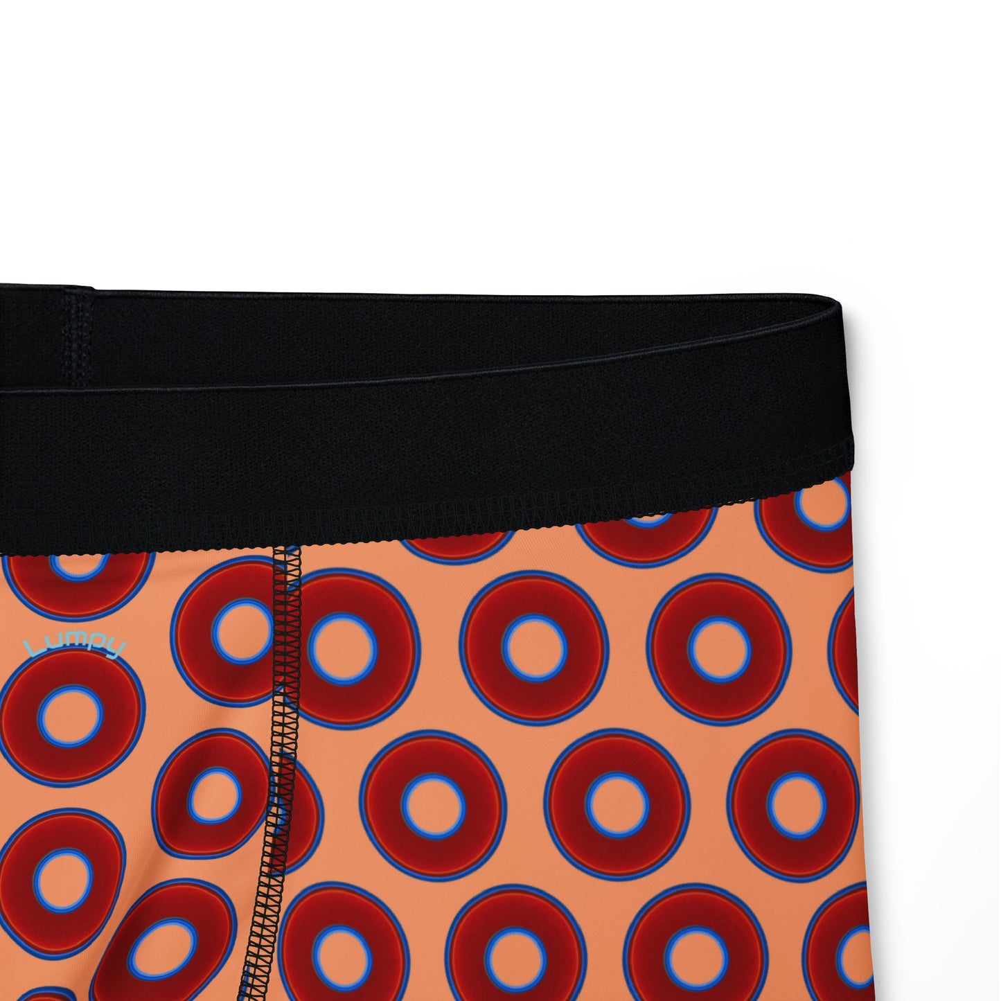 Men's Donut Boxers - red vivid donuts w/peach background