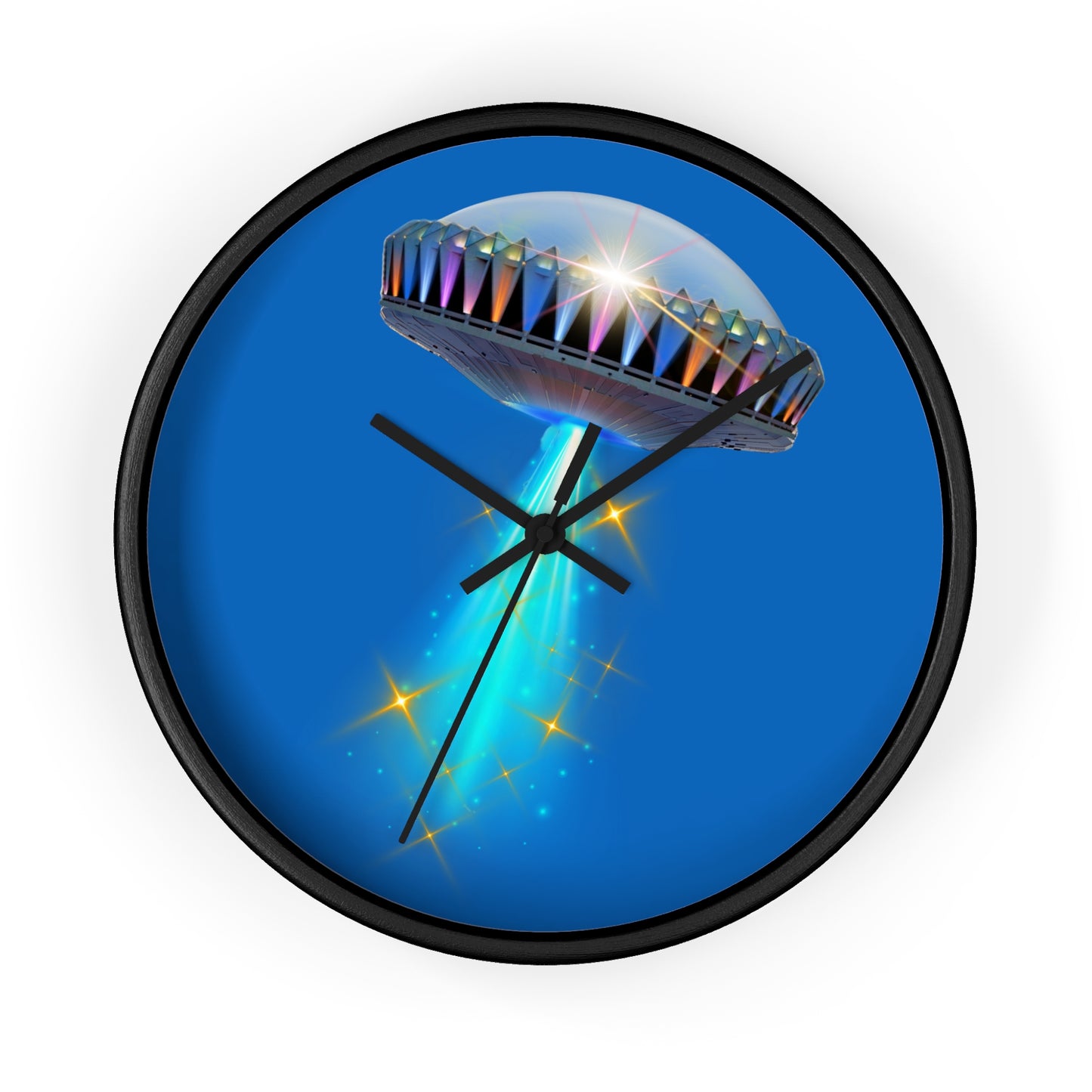 Lumpy Wall Clock - "They Serve Donuts on the Mothership now" - variant 6- mothership & donut w/dark royal blue background