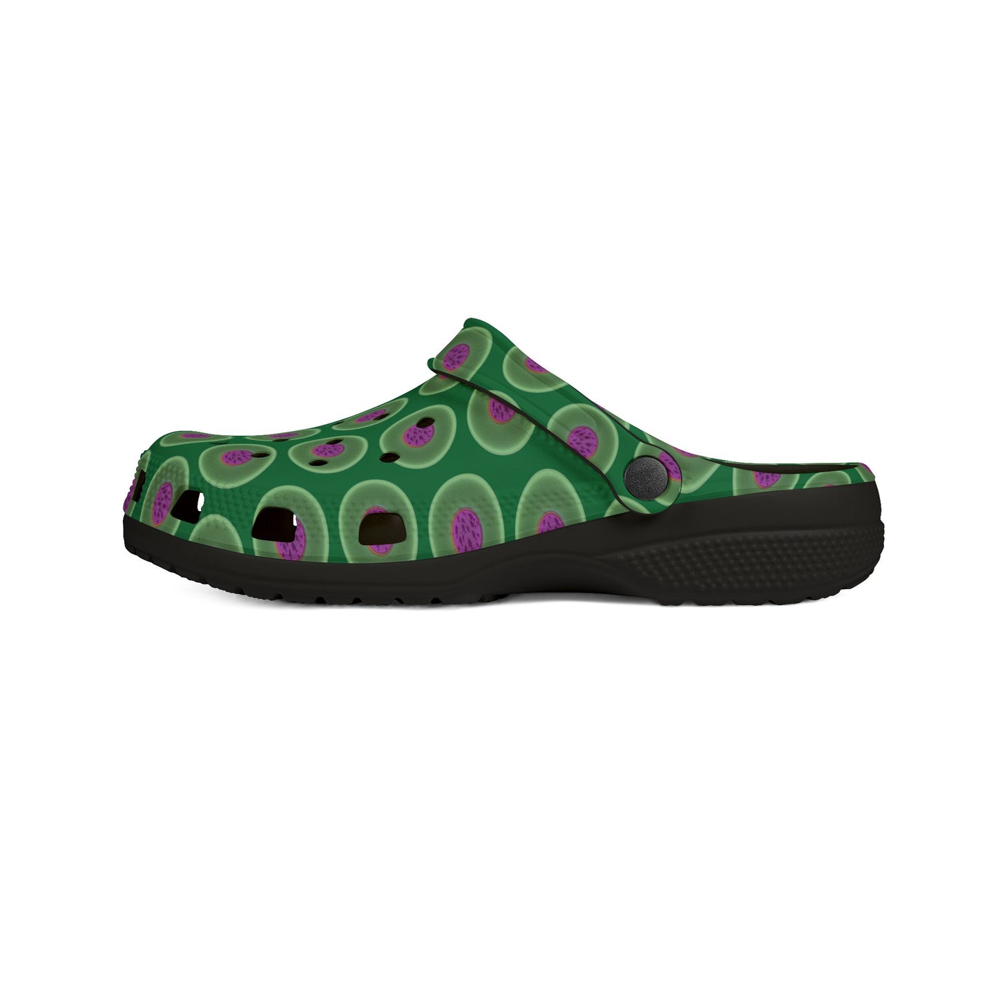 Spatchcocks - donut slip-on shoes - "The Donut Swimming By" - variant 1 - green phatty donuts w/green background background [unisex]