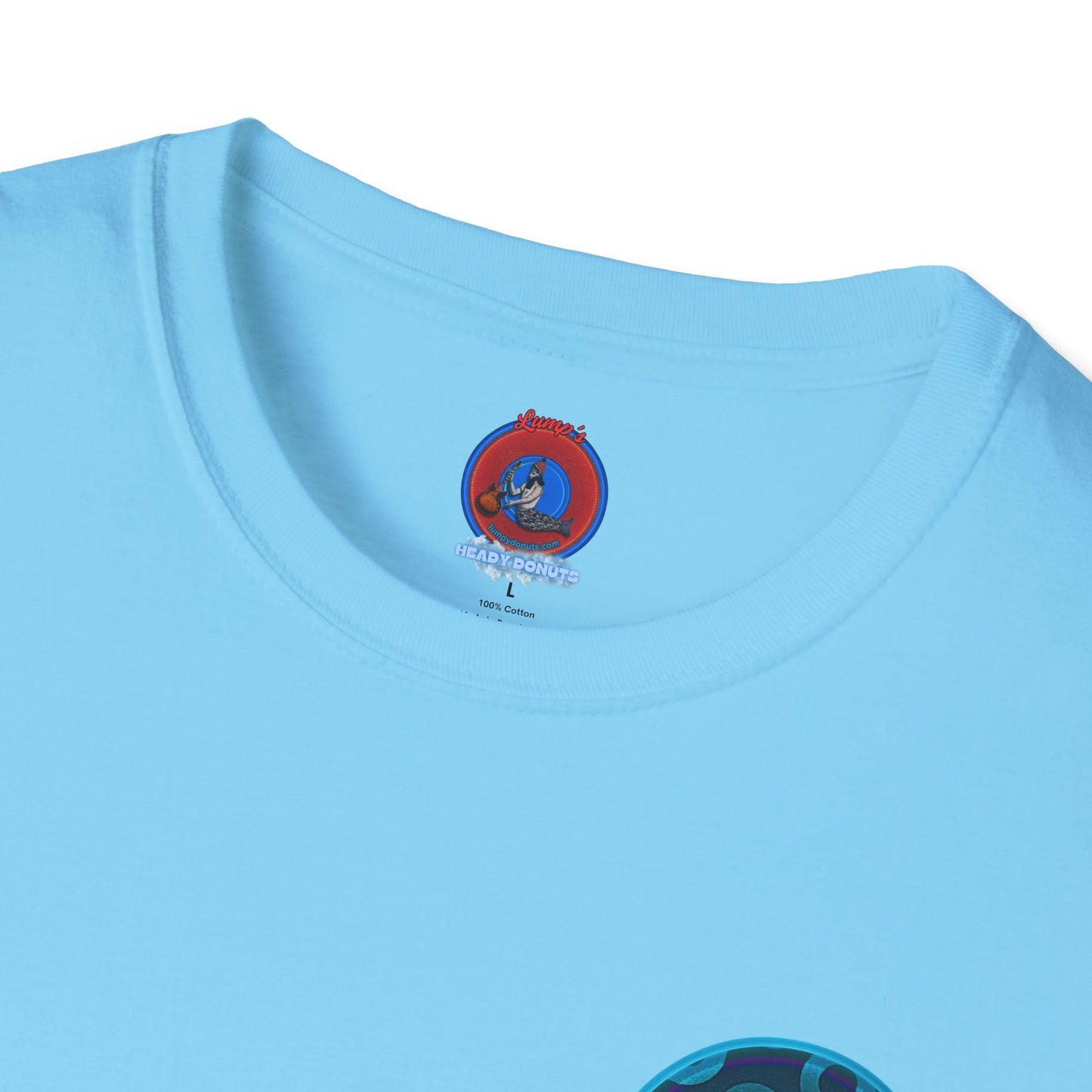 Classic Donut Tee - Unisex Soft-Style - "Wooked Cream - YEMSG Donut " - blue/teal rustic paradox donut - variant 7