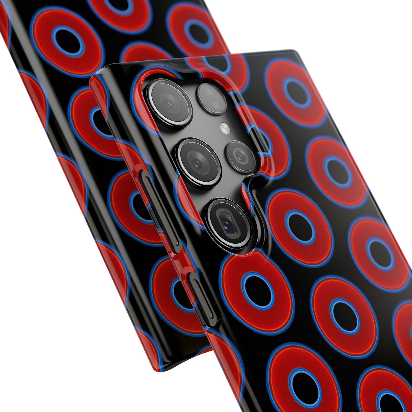 Lumpy Donut Snap Case - red vivid donut print w/black background