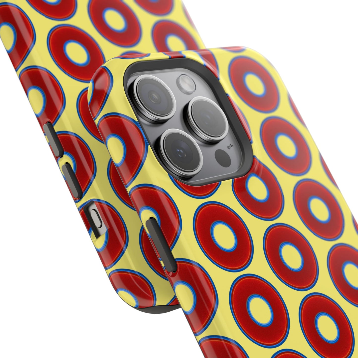 Magnetic Tough Donut Case - red vivid donut print w/yellow background