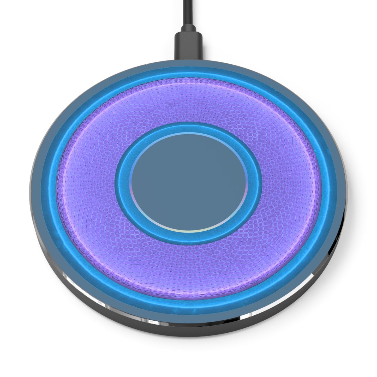 The Flow - Wireless Lumpy Donut Chargers - rustic purple/blue donut w/steel blue background