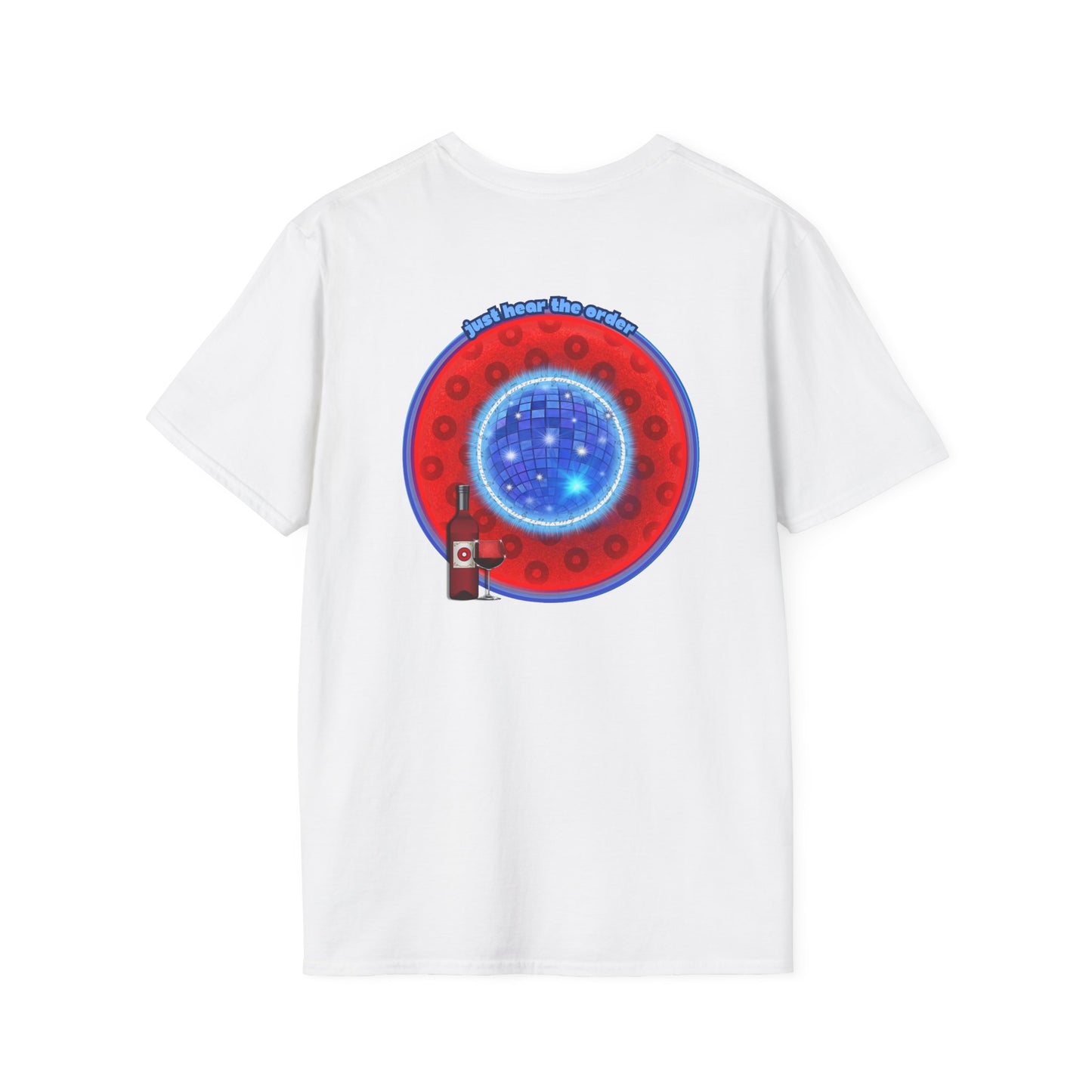 Classic Donut Tee - Unisex Soft-Style - "The Skipper's Donut" - red/blue paradoxical widemouthed donut