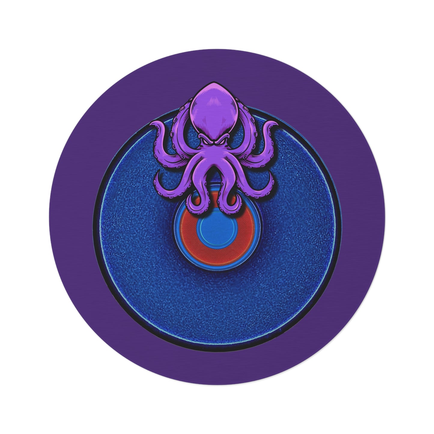 Round Room - 5 ft x 5 ft Lumpy Donut Rug - "Roger Moore's Donut" - vivid blue donut w/midnight blue background - variant 3