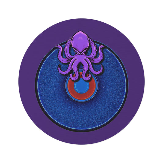 Round Room - 5 ft x 5 ft Lumpy Donut Rug - "Roger Moore's Donut" - vivid blue donut w/midnight blue background - variant 3