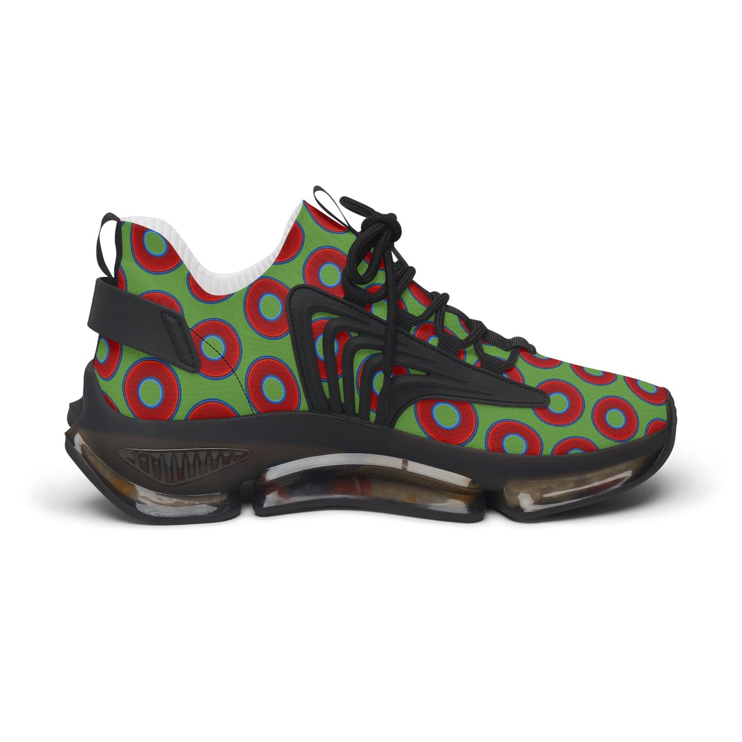 Women's Donut Kicks - red vivid donut print w/light green background