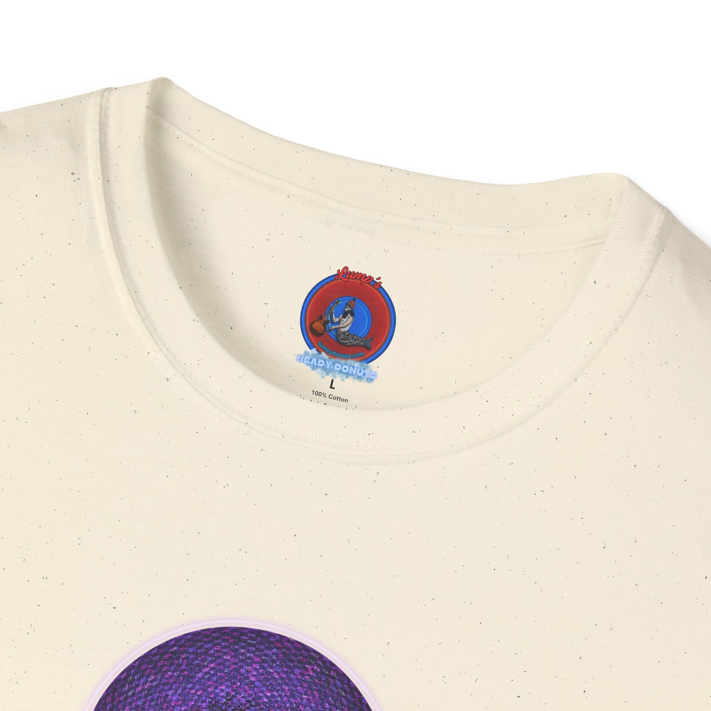 Classic Donut Tee - Unisex Soft-Style - "Plain Pixilated Donut' - purple/light purple pixilated afterglow donut