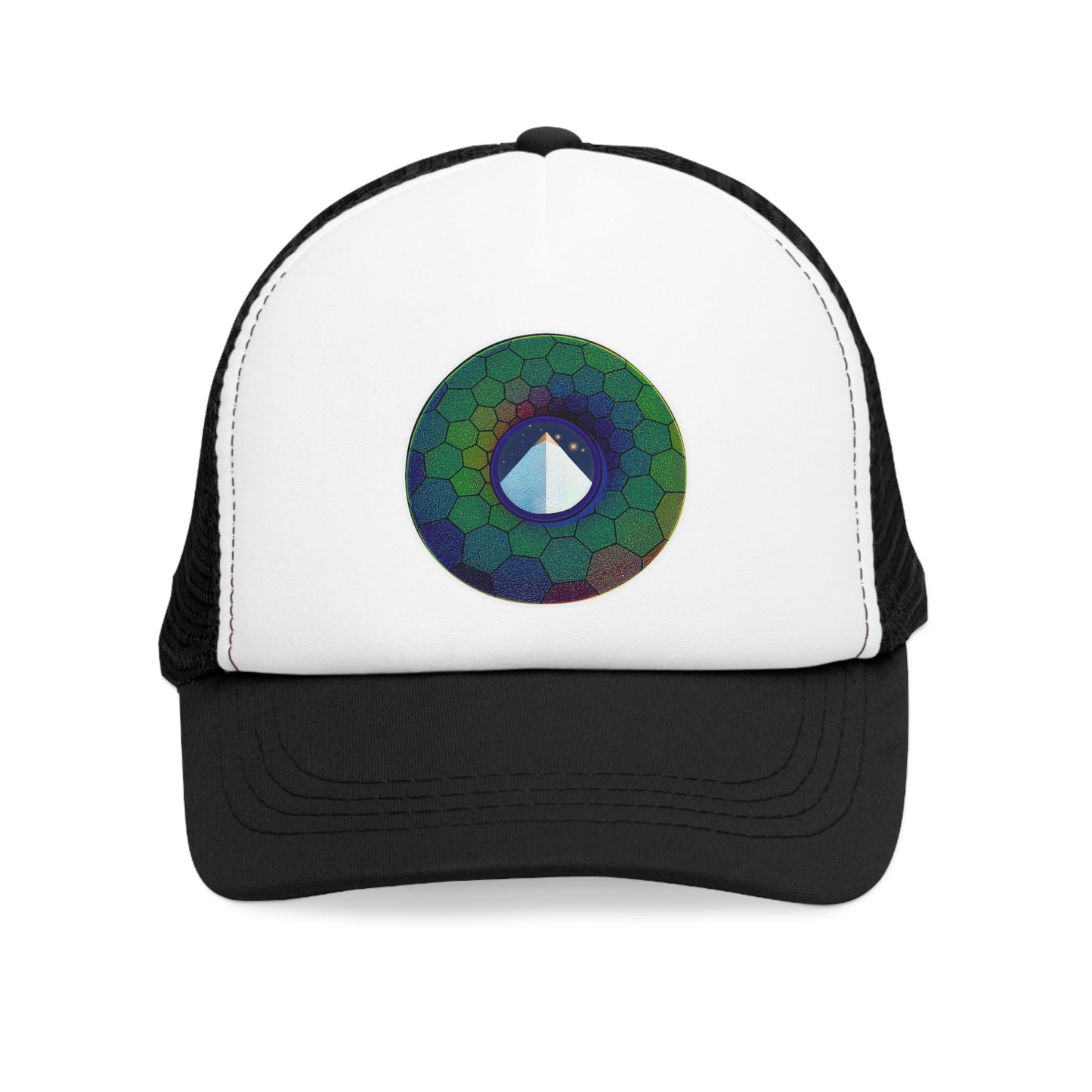 Lumpy Trucker Hat - "Limestone Blocks so Large" - variant 4 - hexadonut/blue