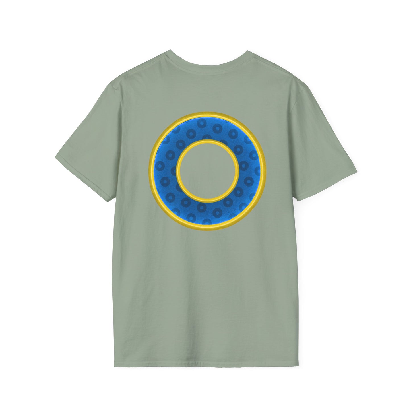 Plain Donuts/Unisex Soft-Style - "Plain Wide Mouthed Paradoxical Donuts" - blue/yellow donuts
