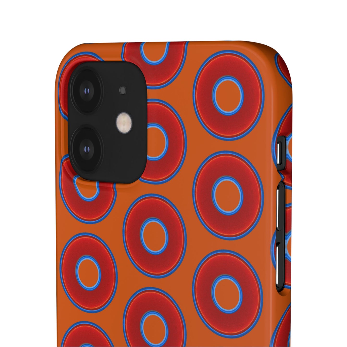 Lumpy Donut Snap Case - red vivid donut print w/dark orange background
