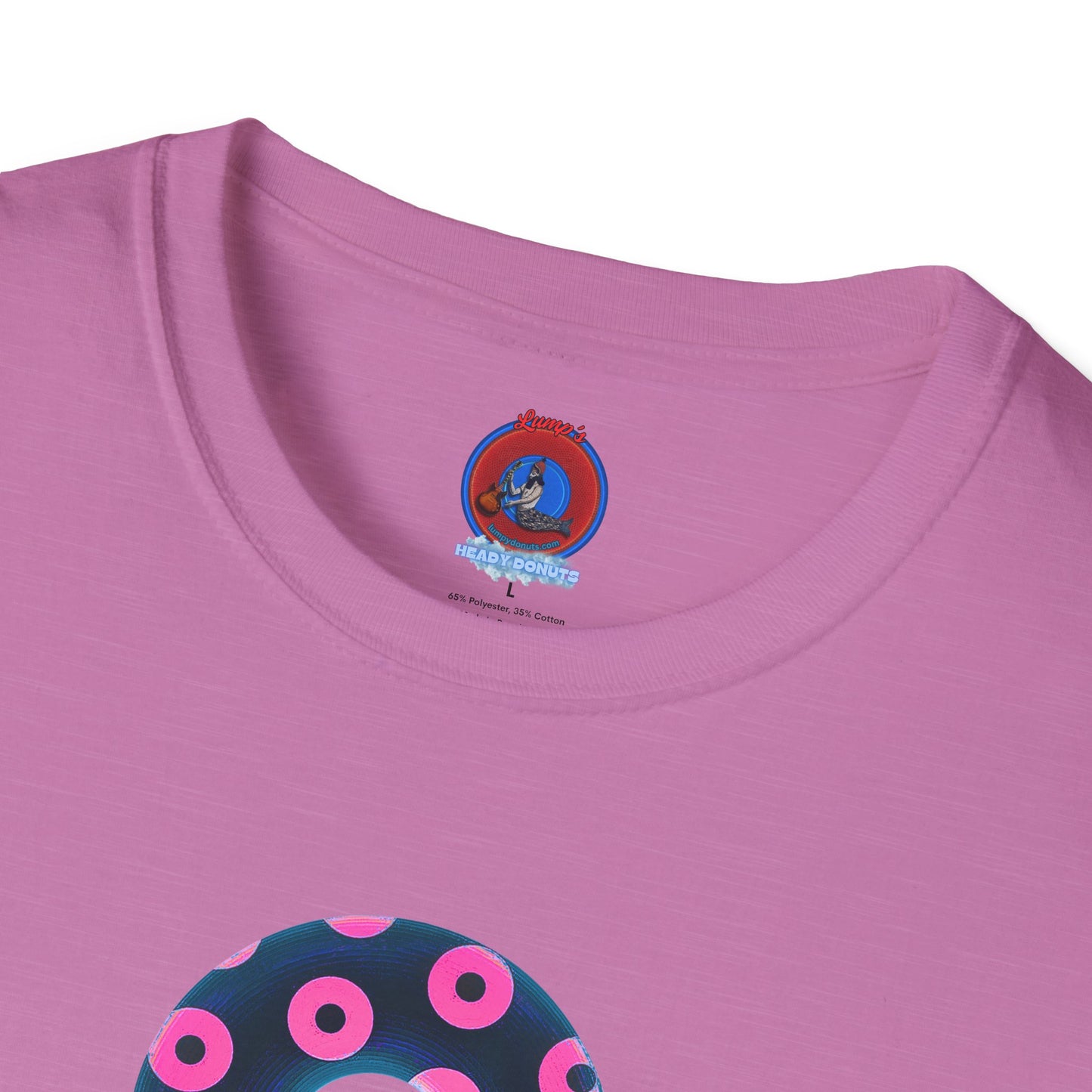 Copy of Plain Donuts/Unisex Soft-Style - "Plain Blimpy Paradoxical Donuts" - dark steel blue/vivid magenta donuts