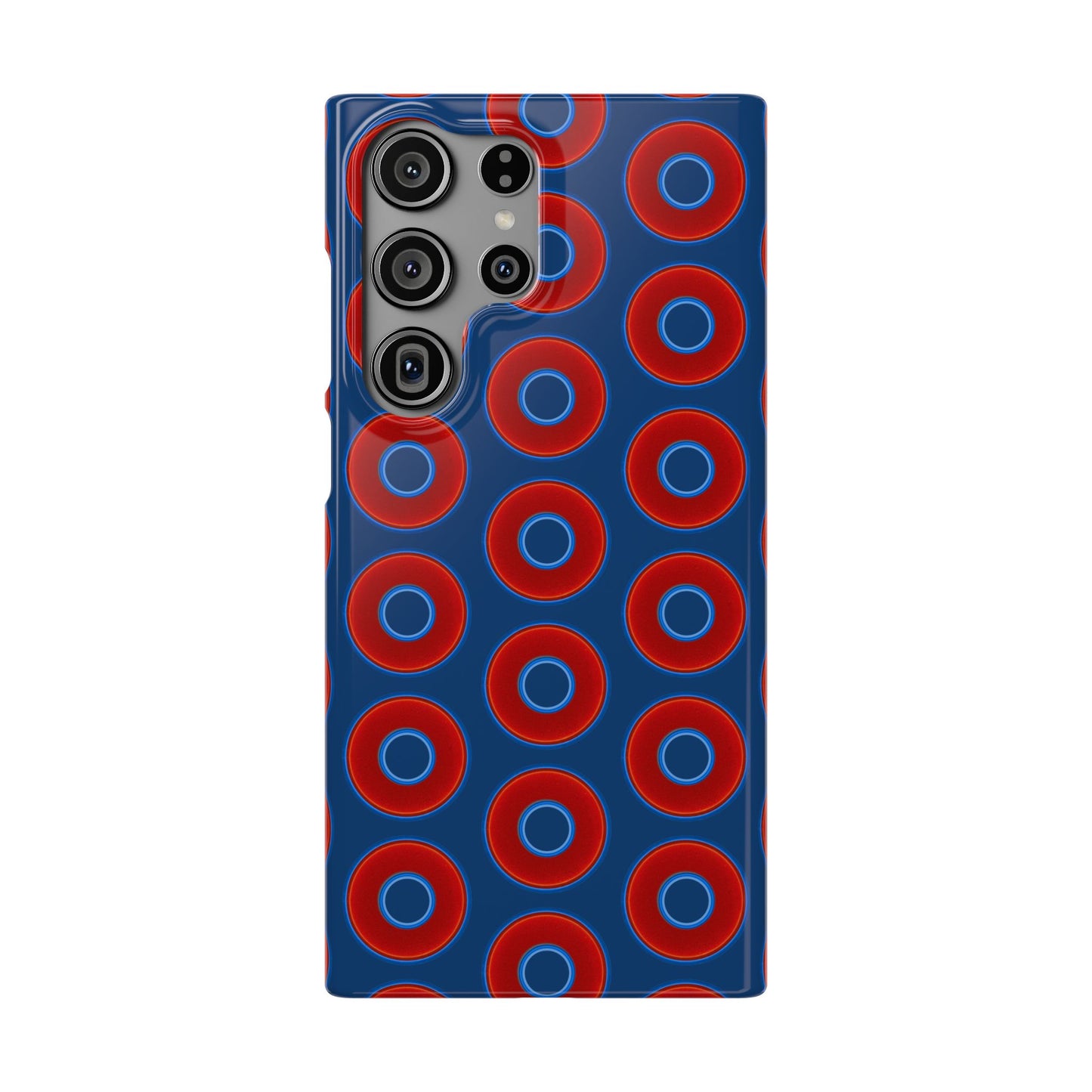 Lumpy Donut Snap Case - red vivid donut print w/Atlantic navy blue background