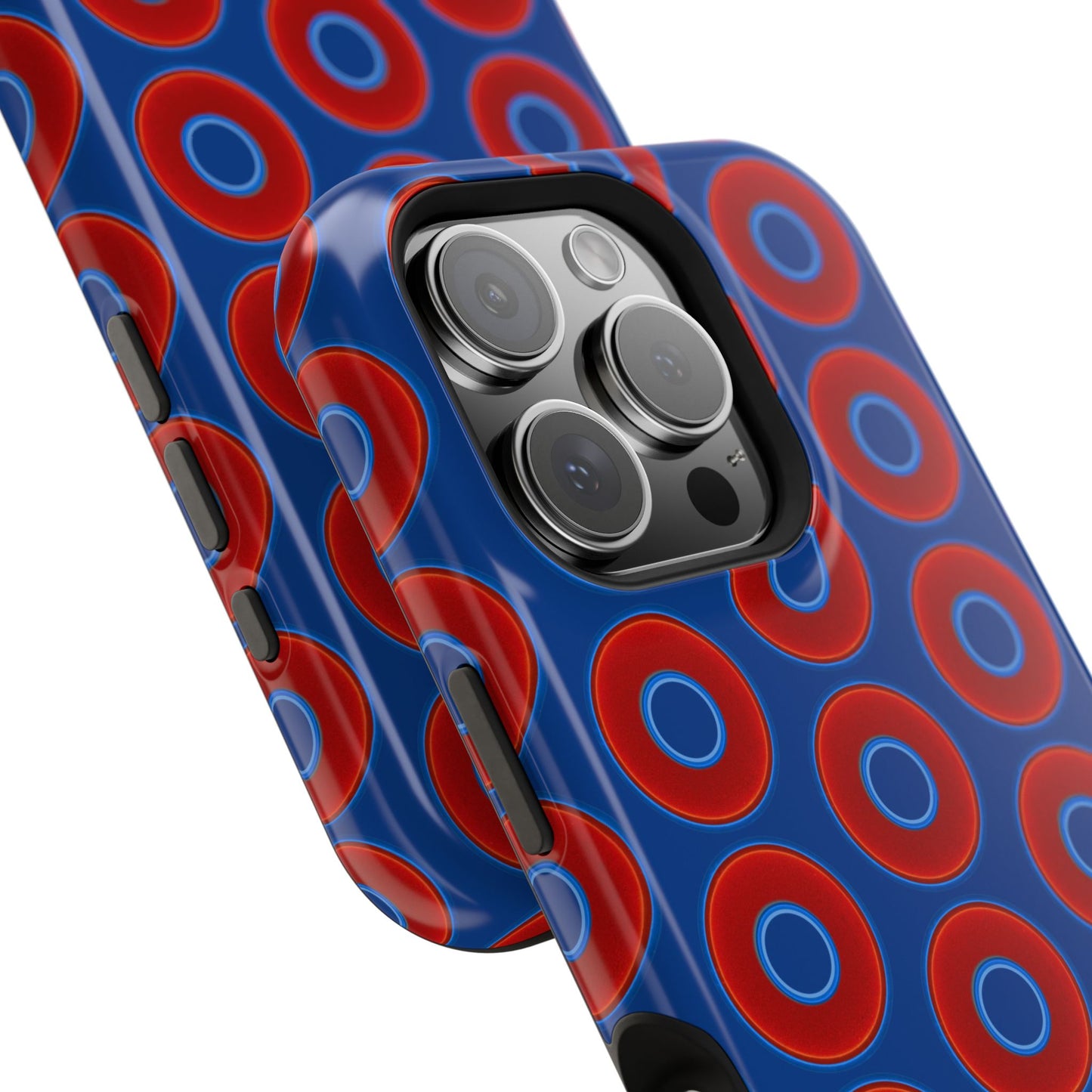 Magnetic Tough Donut Case - red vivid donut print w/dark blue background