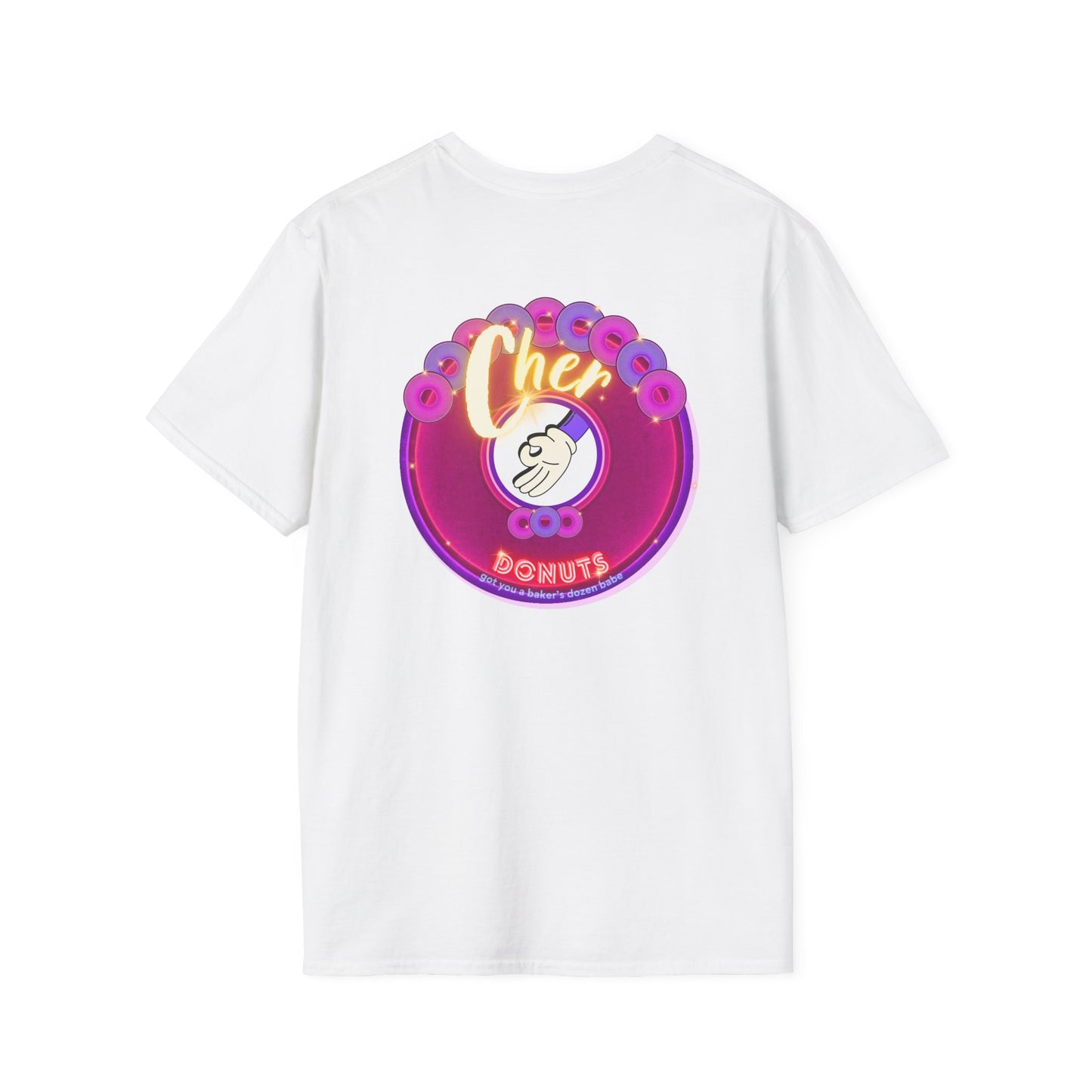 Classic Donut Tee - Unisex Soft-Style - "Cher-ing is Caring" - series 1.0  - variant 2 - magenta donut - [*charitable donut]
