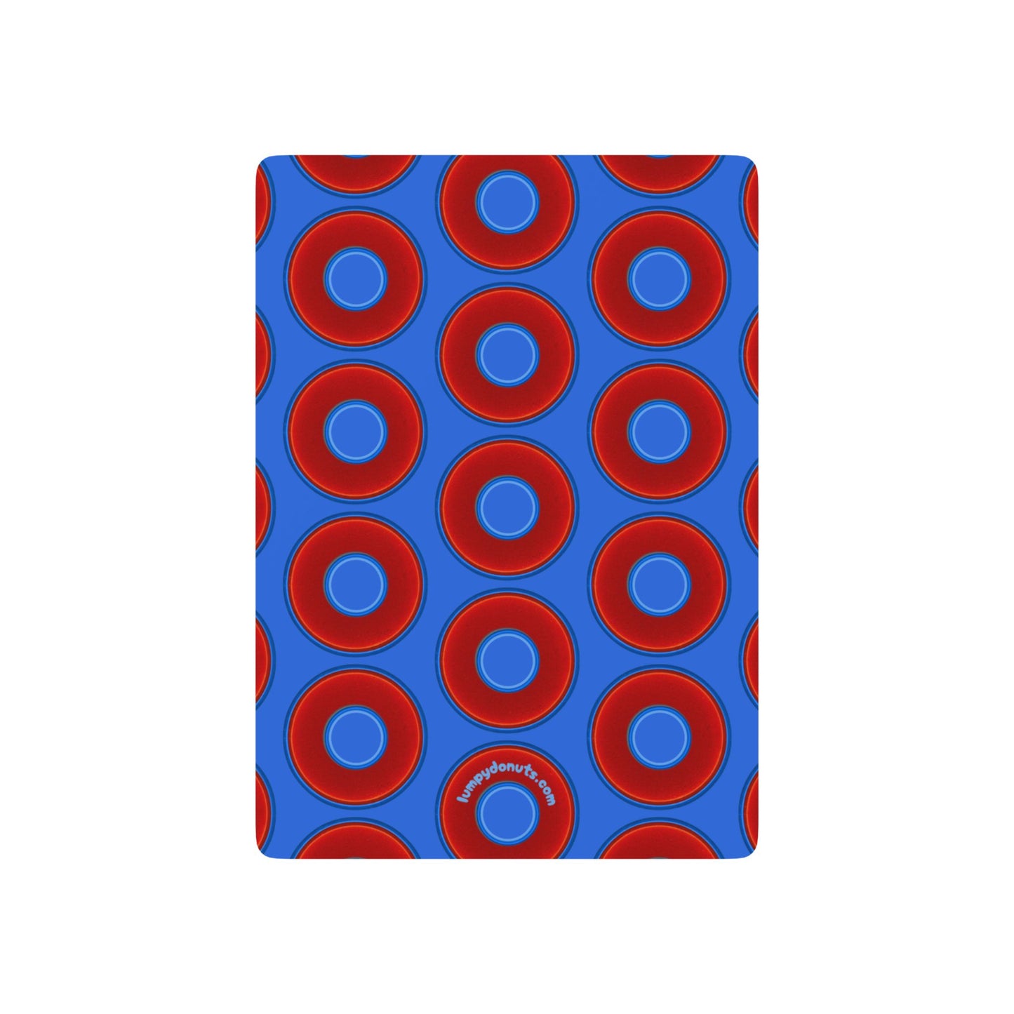 Lumpy Donut Playing Decks - 52-cards - red vivid donuts w/medium royal blue background