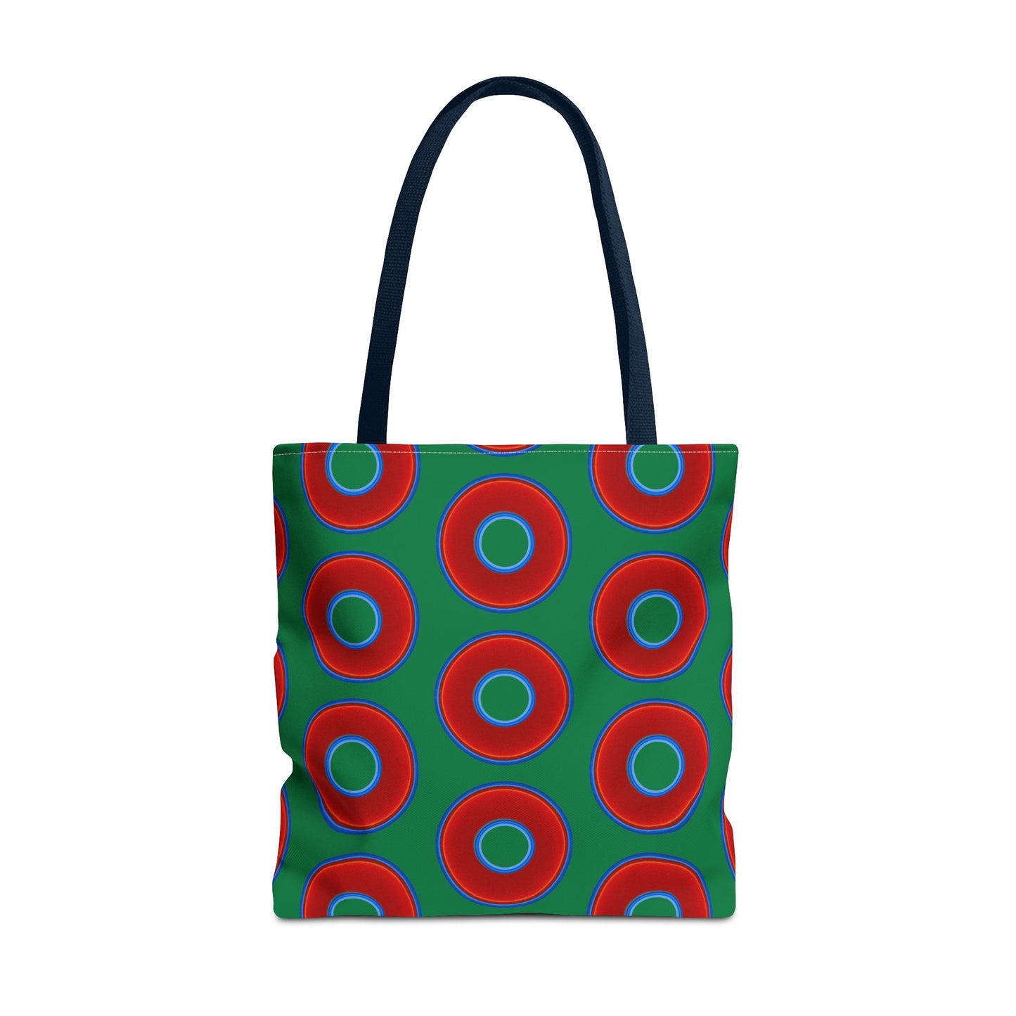 Lumpy Beach/Tote Bag - red vivid donuts w/green background