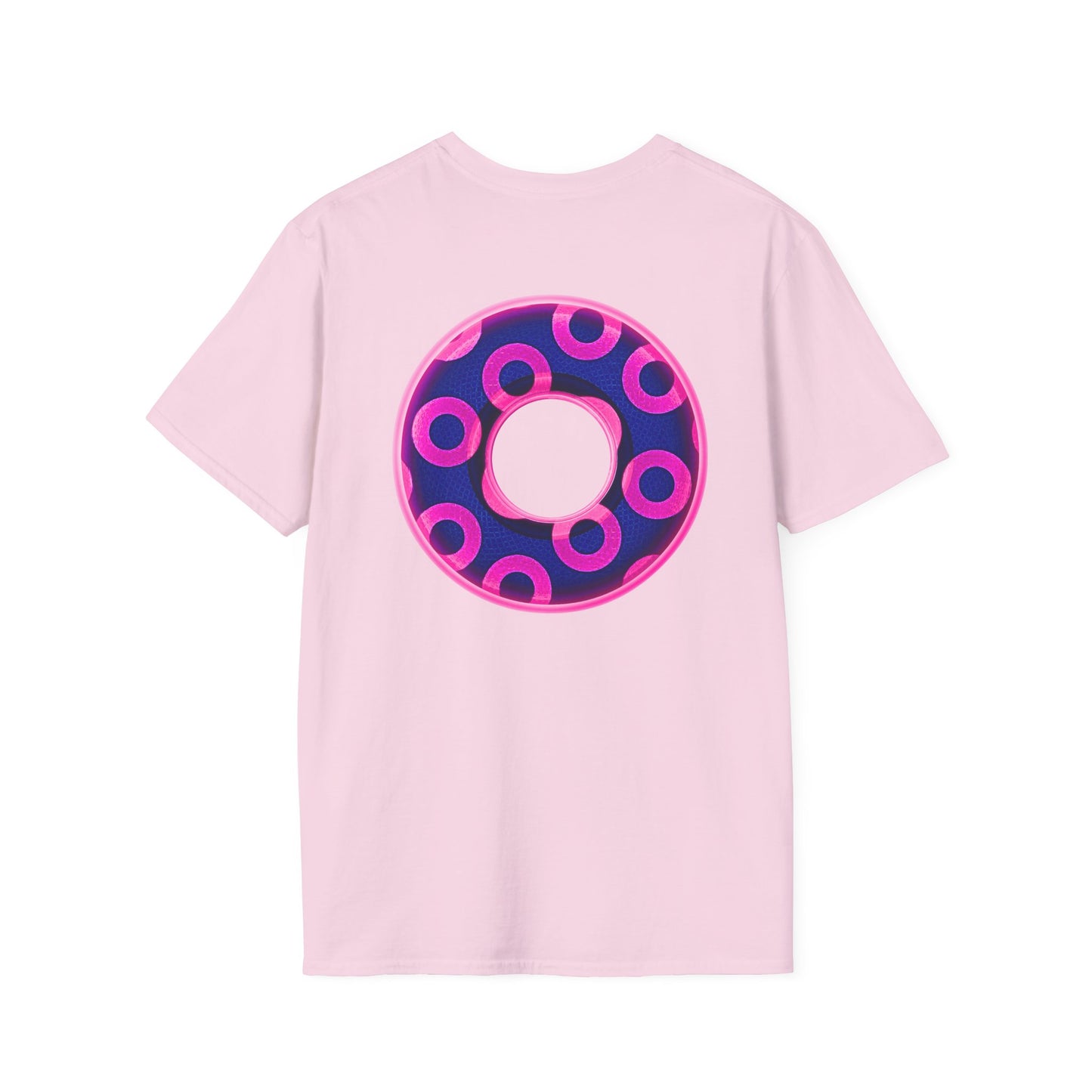 Plain Donuts/Unisex Soft-Style - "Plain Rustic Paradoxical Donuts" - hot pink/dark blue donuts